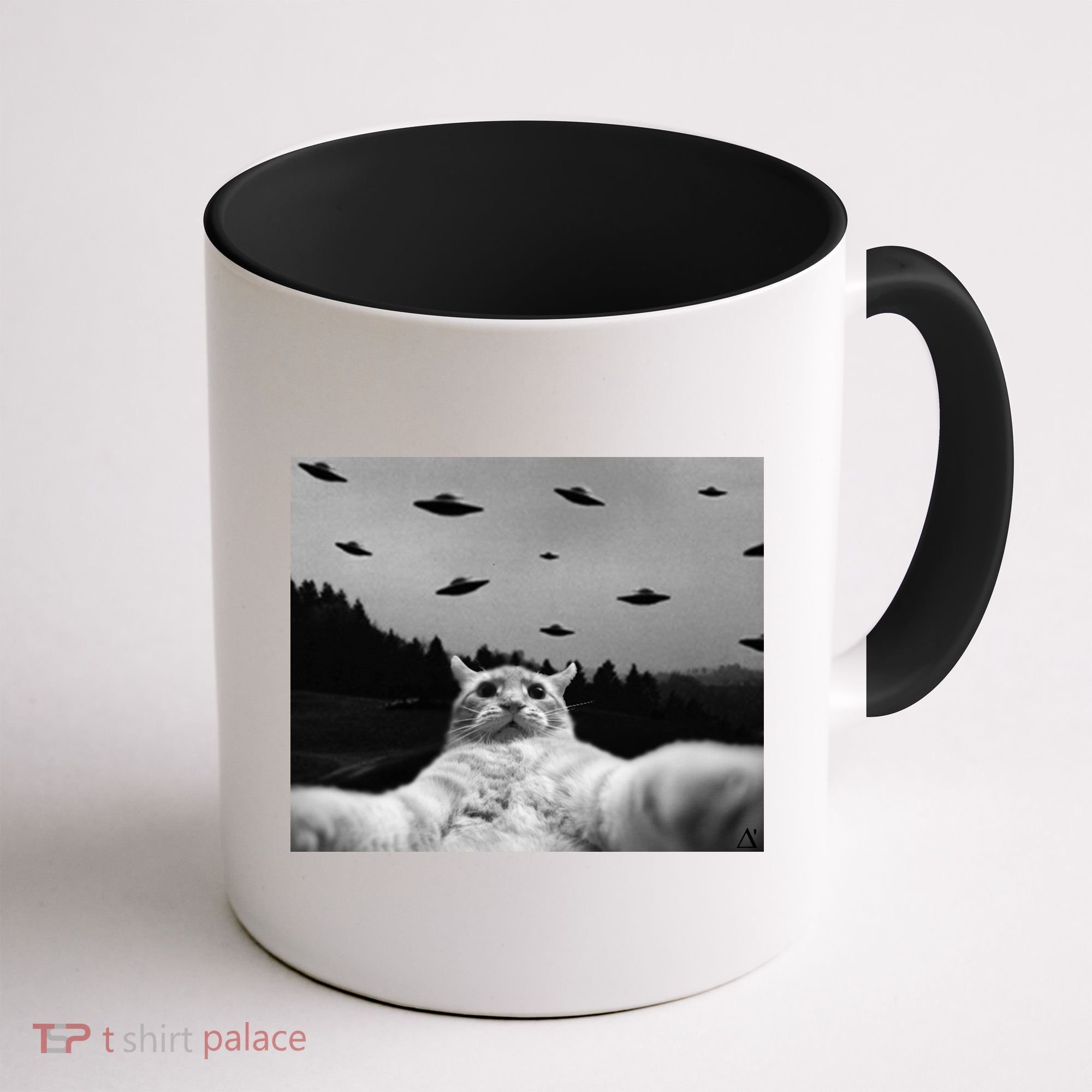 Alien UFO Funny Cat Coffee Mug
