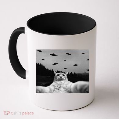 Alien UFO Funny Cat Coffee Mug