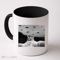 Alien UFO Funny Cat Coffee Mug thumb 0
