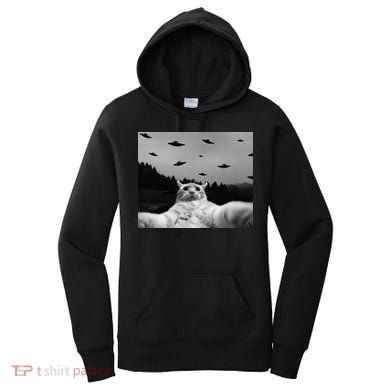 Alien UFO Funny Cat Women's Hoodie