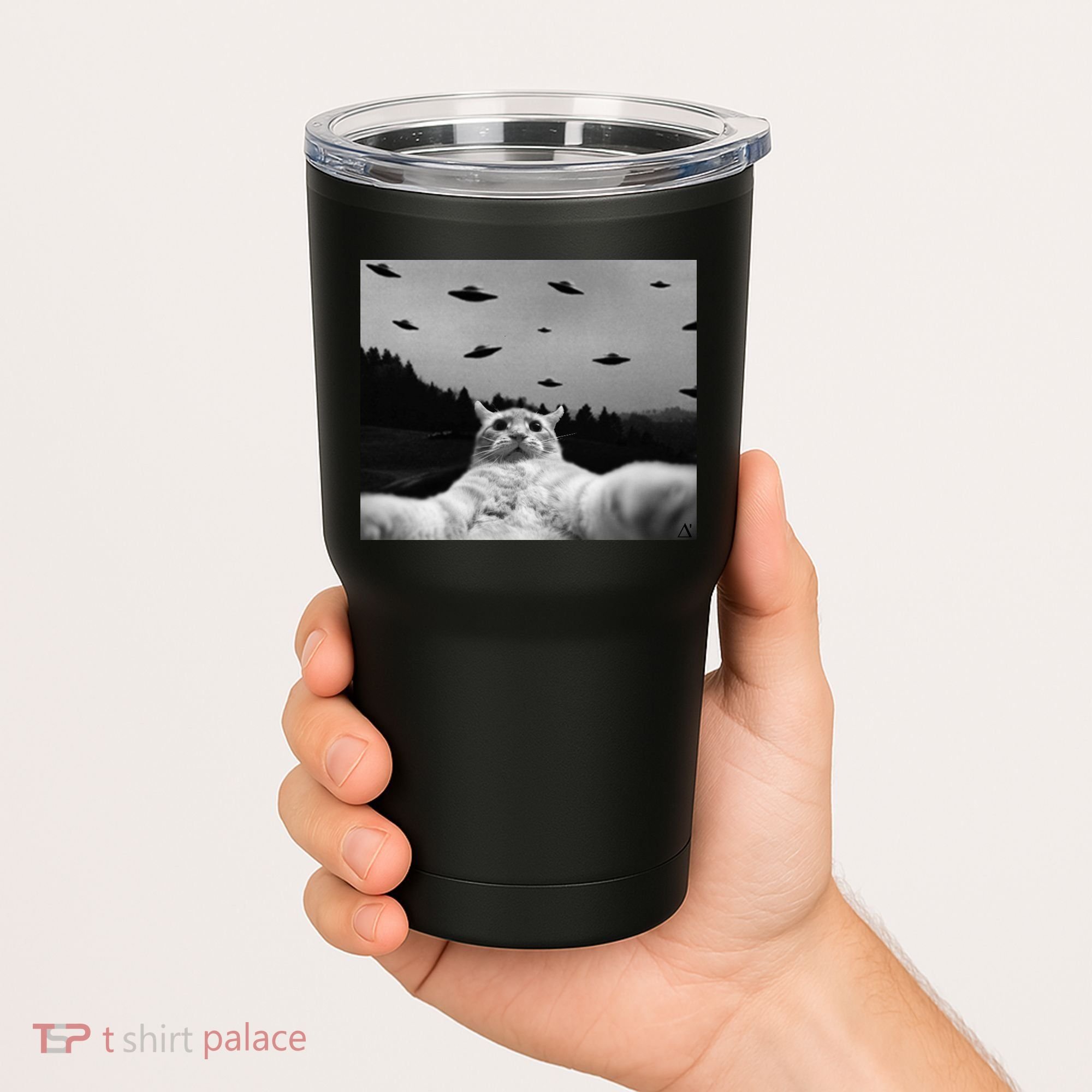 Alien UFO Funny Cat Tumbler