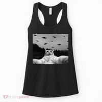 Alien UFO Funny Cat Women's Tank Top thumb 0