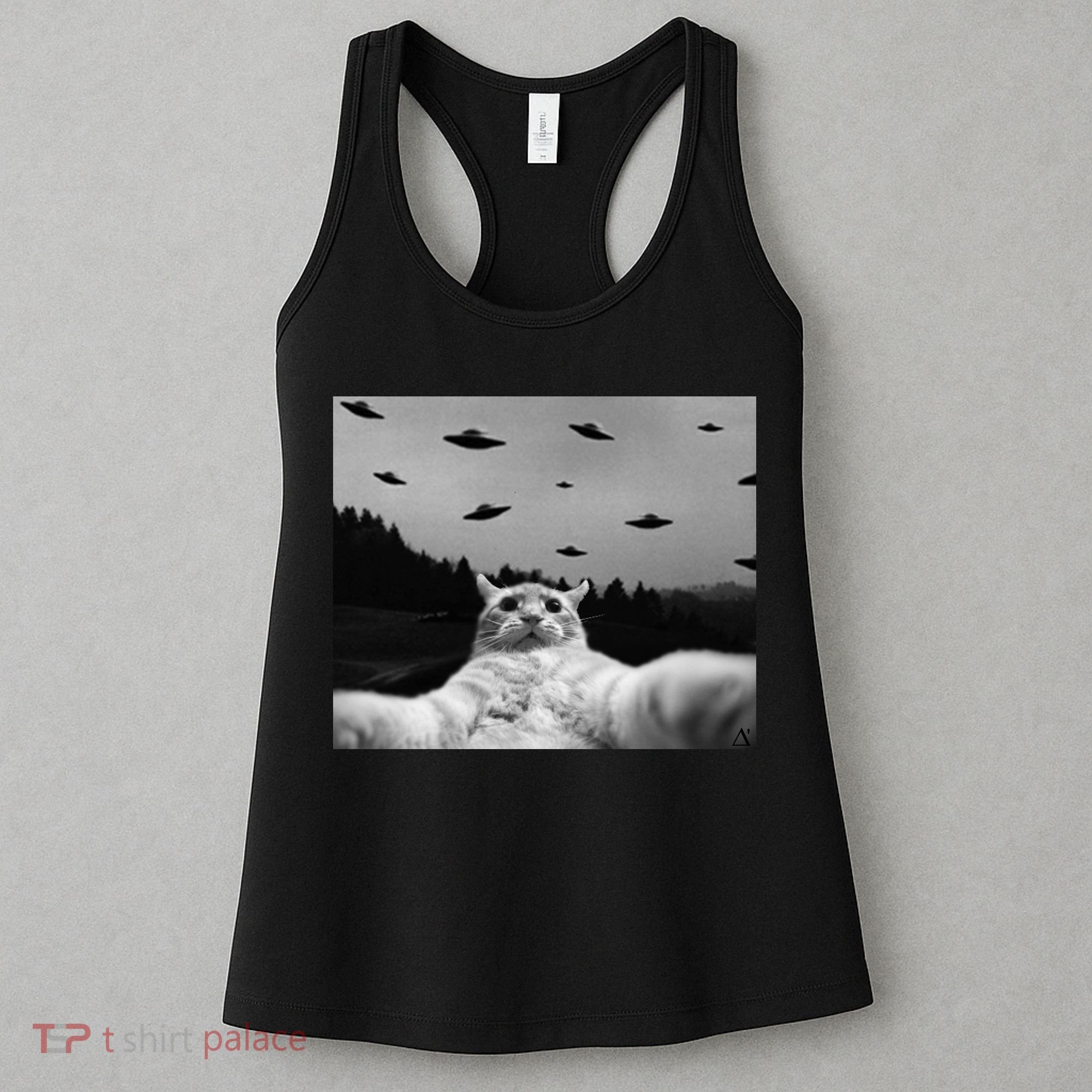 Alien UFO Funny Cat Women's Tank Top
