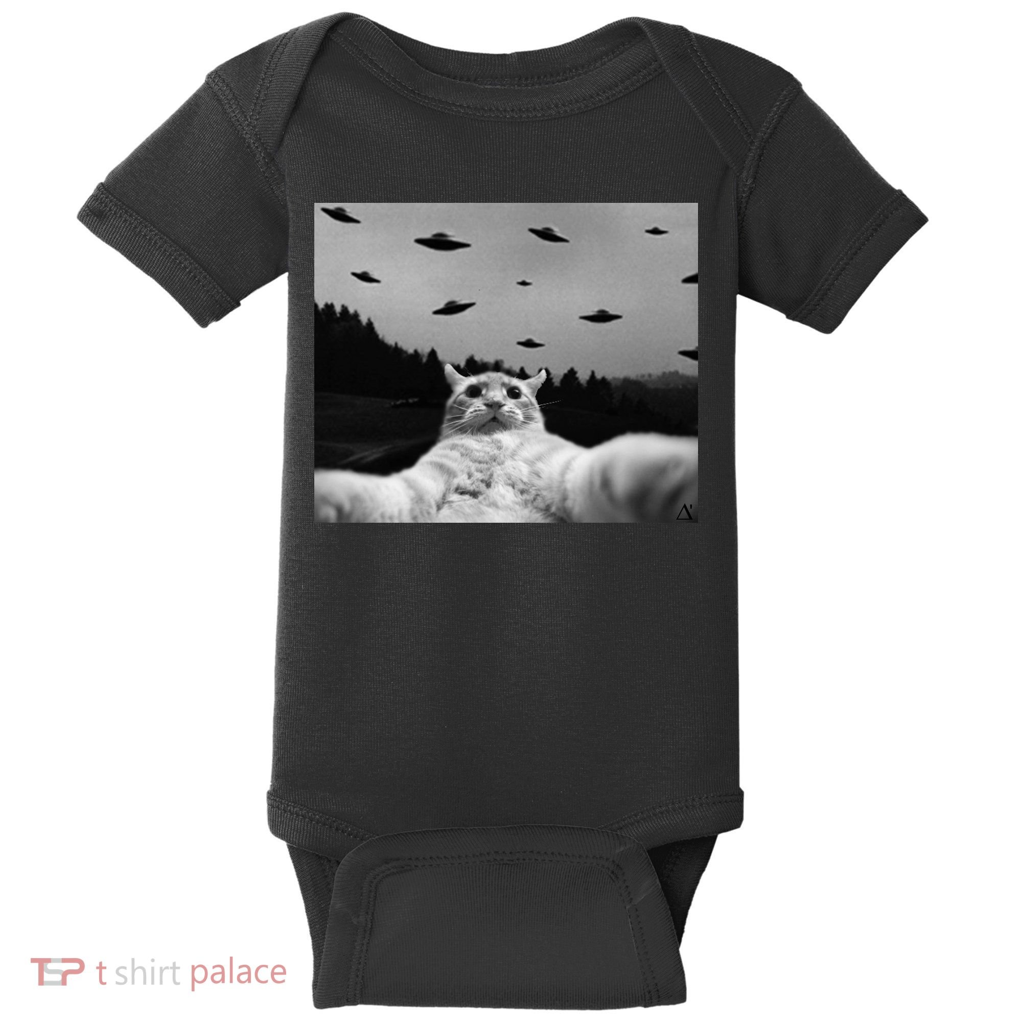 Alien UFO Funny Cat Baby Bodysuit