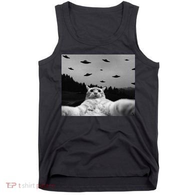 Alien UFO Funny Cat Tank Top