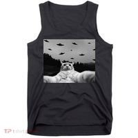 Alien UFO Funny Cat Tank Top thumb 0