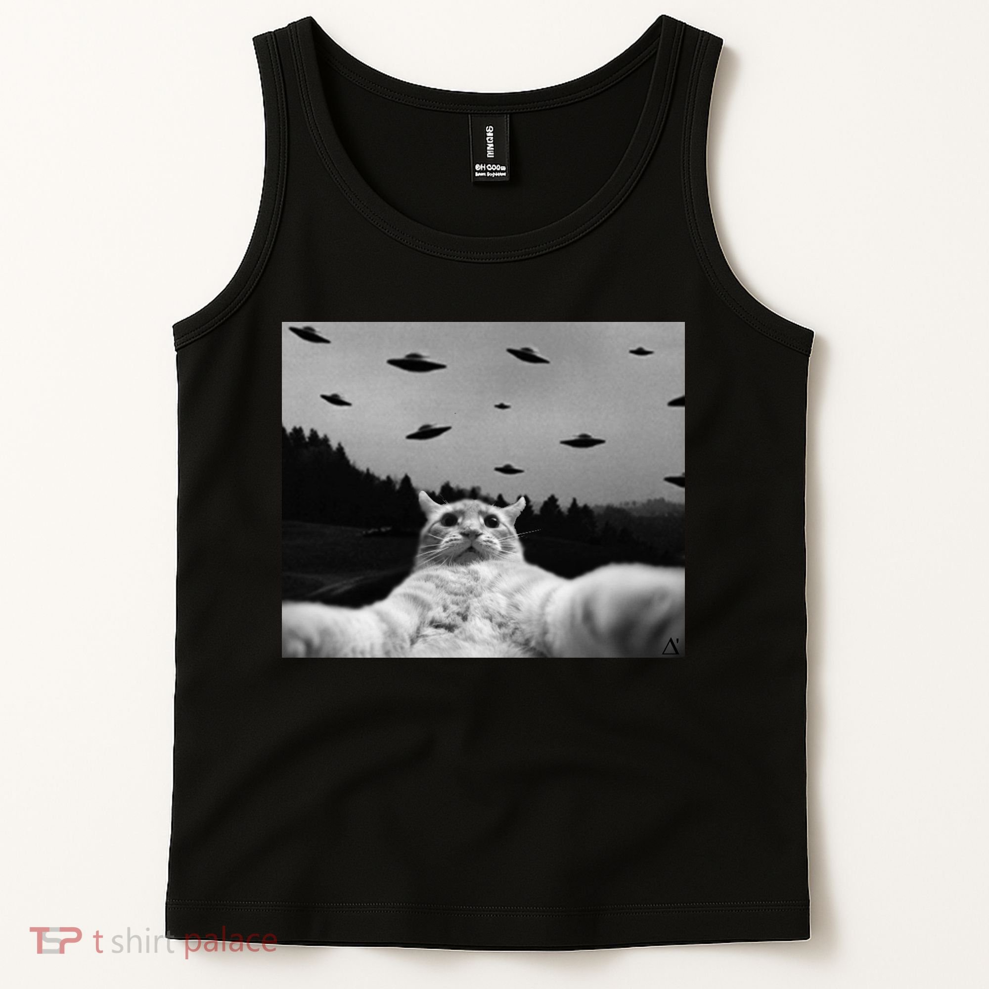 Alien UFO Funny Cat Tank Top