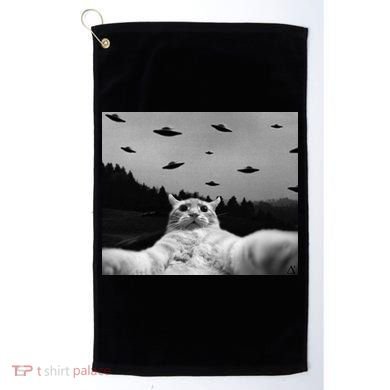 Alien UFO Funny Cat Golf Towel