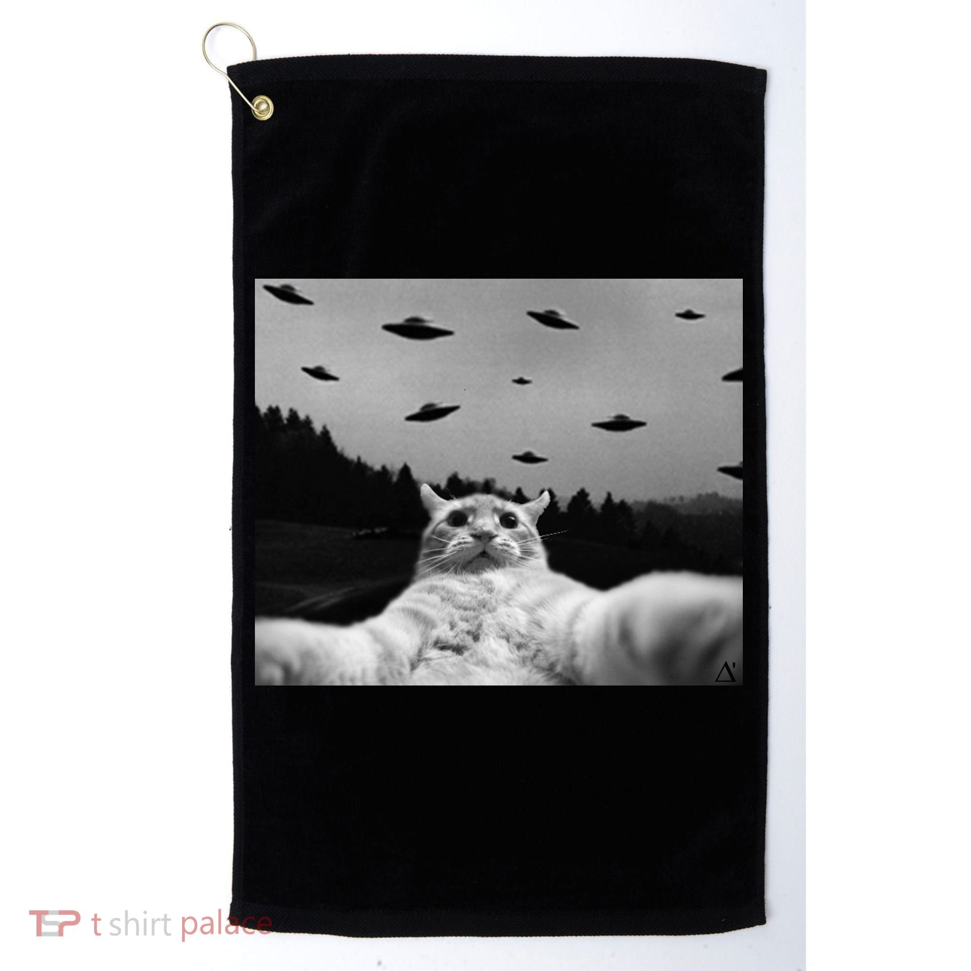 Alien UFO Funny Cat Golf Towel
