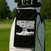 Alien UFO Funny Cat Golf Towel thumb 2