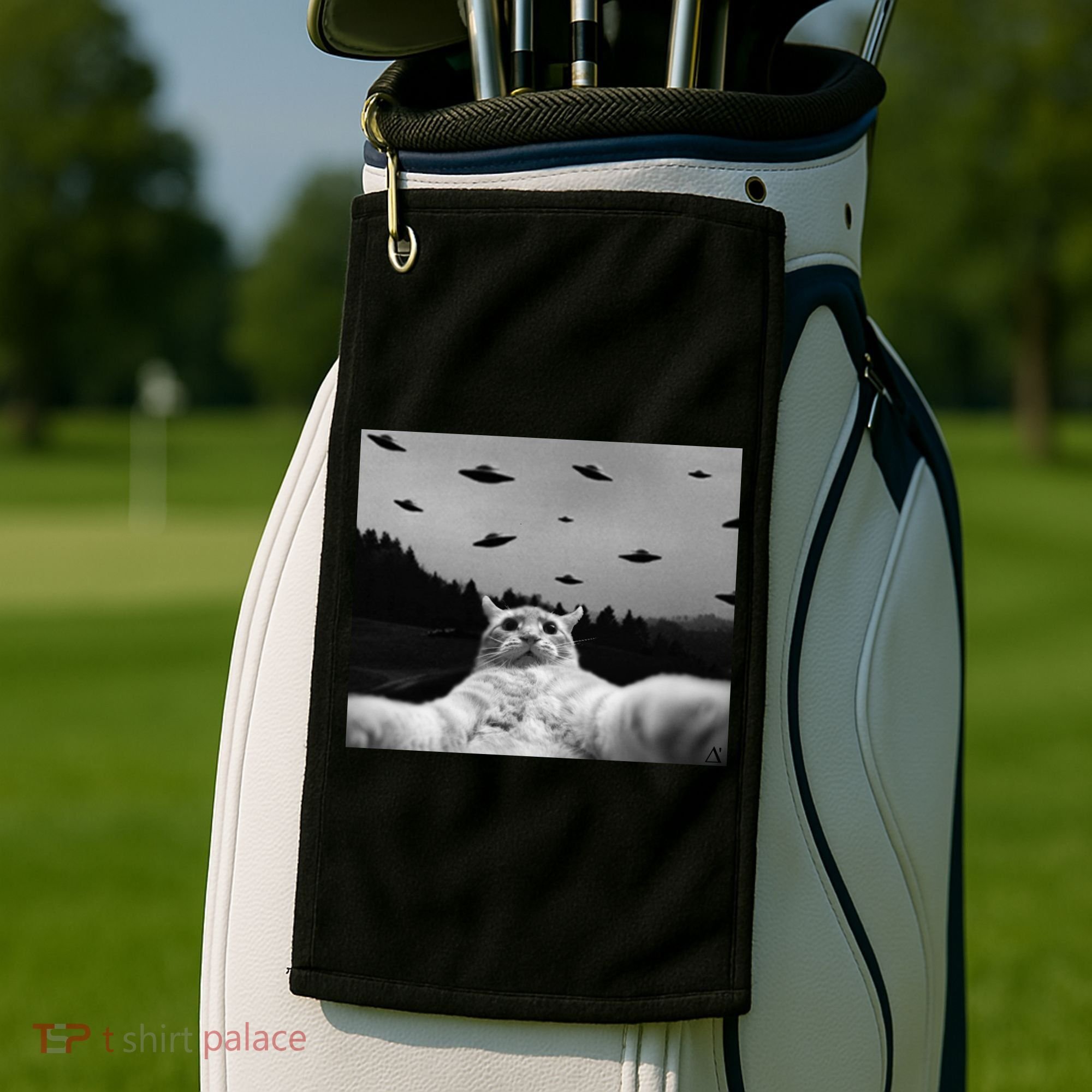 Alien UFO Funny Cat Golf Towel