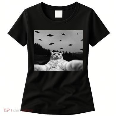 Alien UFO Funny Cat Women's T-Shirt