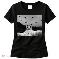 Alien UFO Funny Cat Women's T-Shirt thumb 0