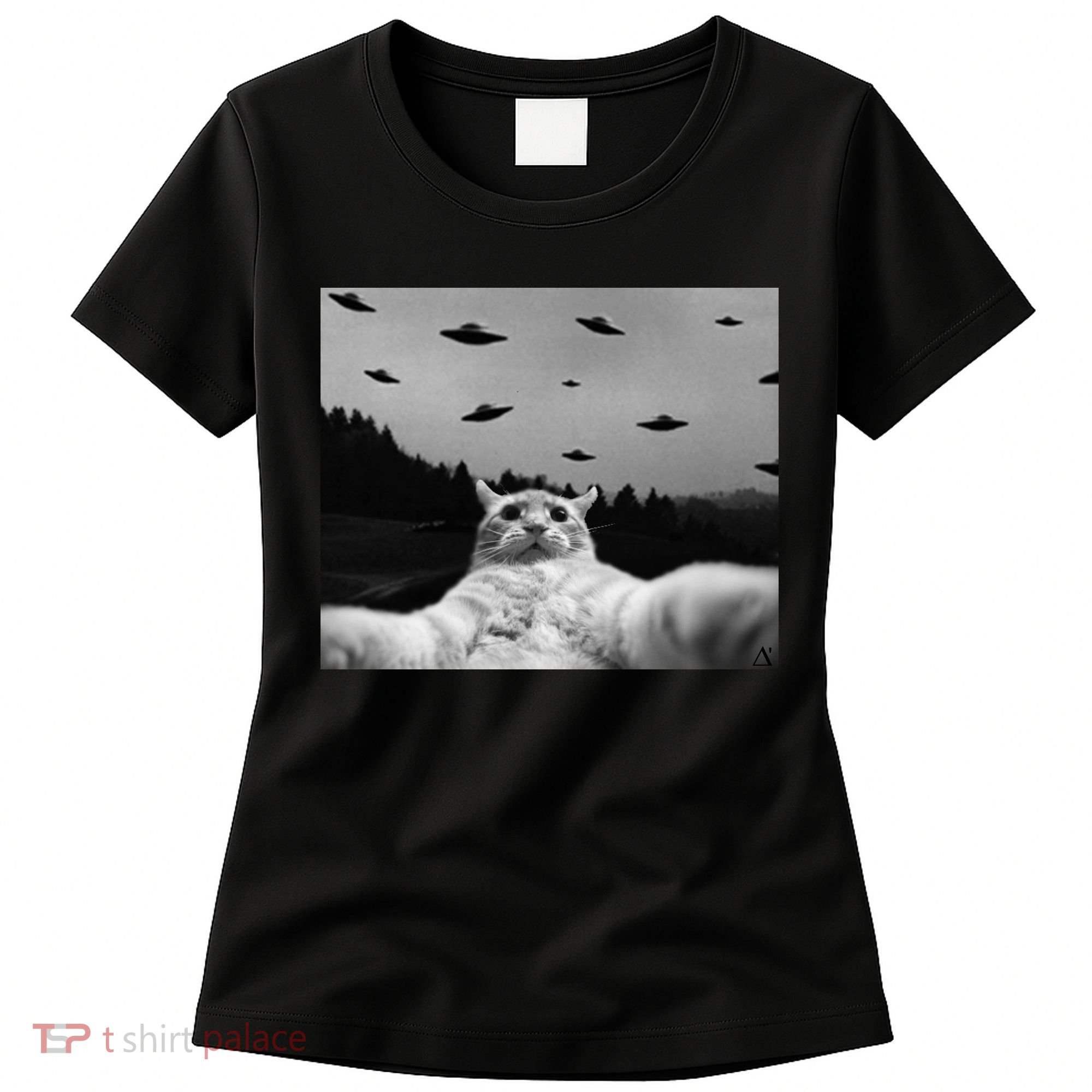 Alien UFO Funny Cat Women's T-Shirt