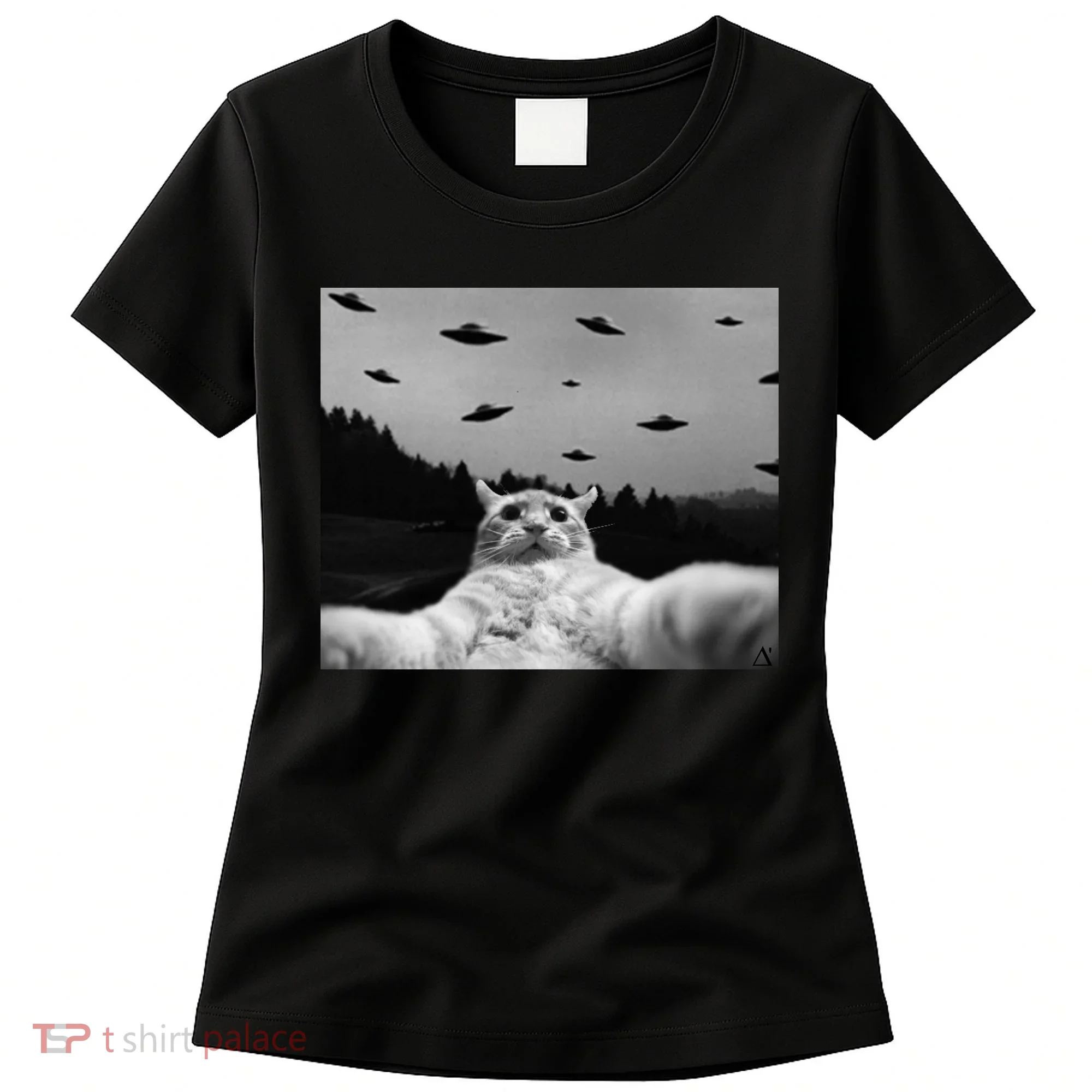 Alien UFO Funny Cat Women's T-Shirt