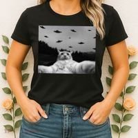 Alien UFO Funny Cat Women's T-Shirt thumb 2