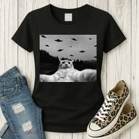 Alien UFO Funny Cat Women's T-Shirt thumb 3