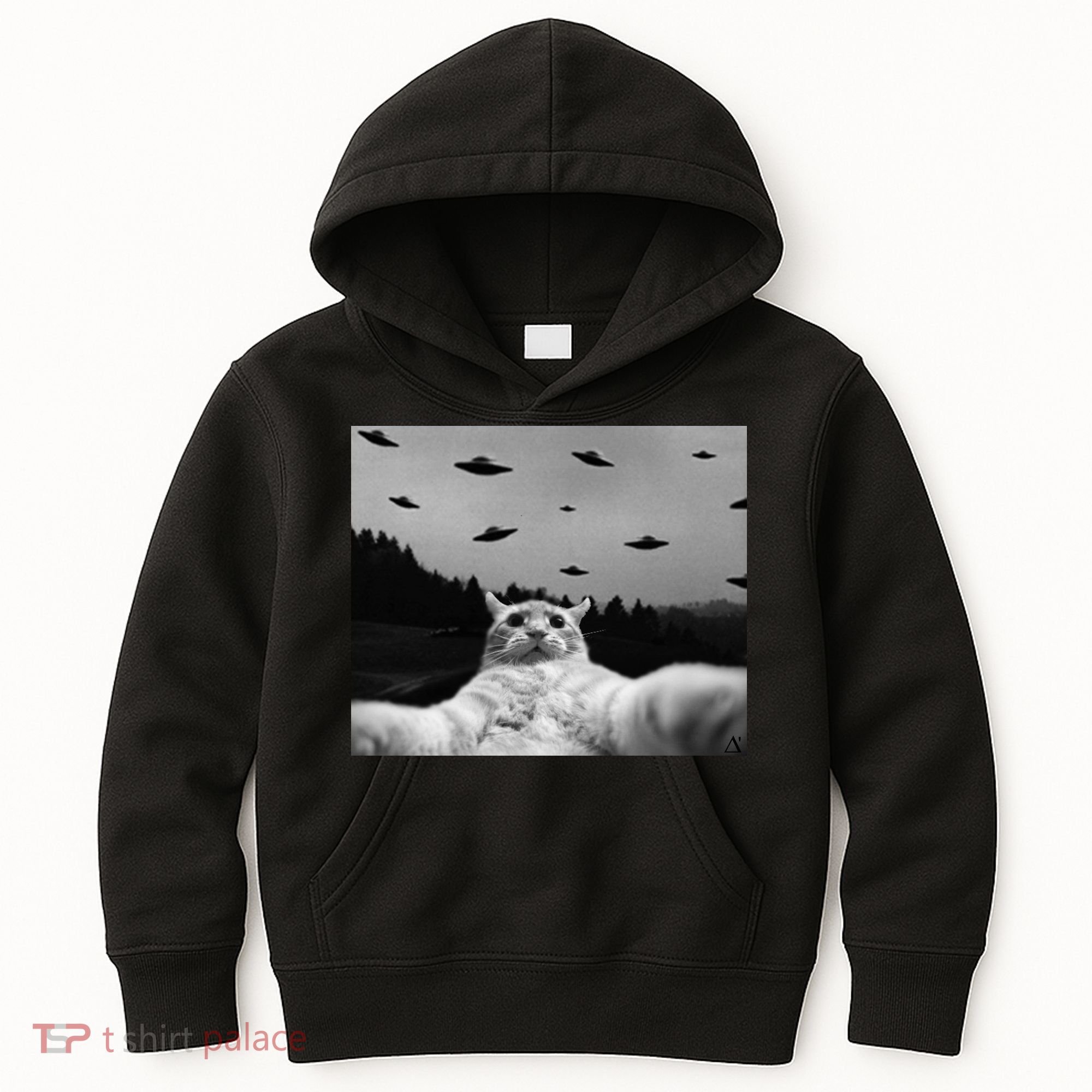 Alien UFO Funny Cat Kids Hoodie