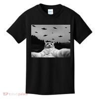 Alien UFO Funny Cat Kids T-Shirt thumb 0