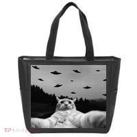Alien UFO Funny Cat Tote Bag thumb 0