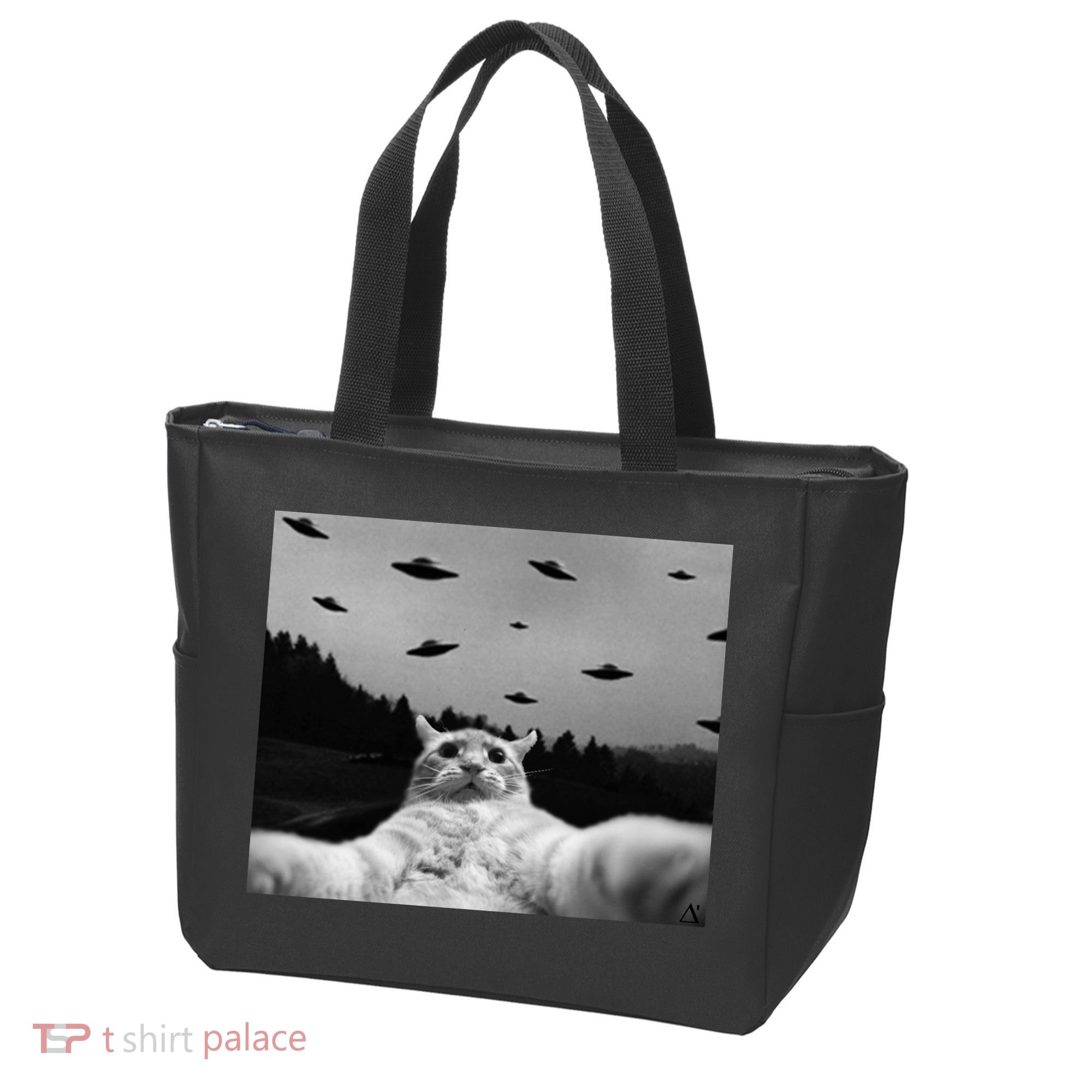 Alien UFO Funny Cat Tote Bag