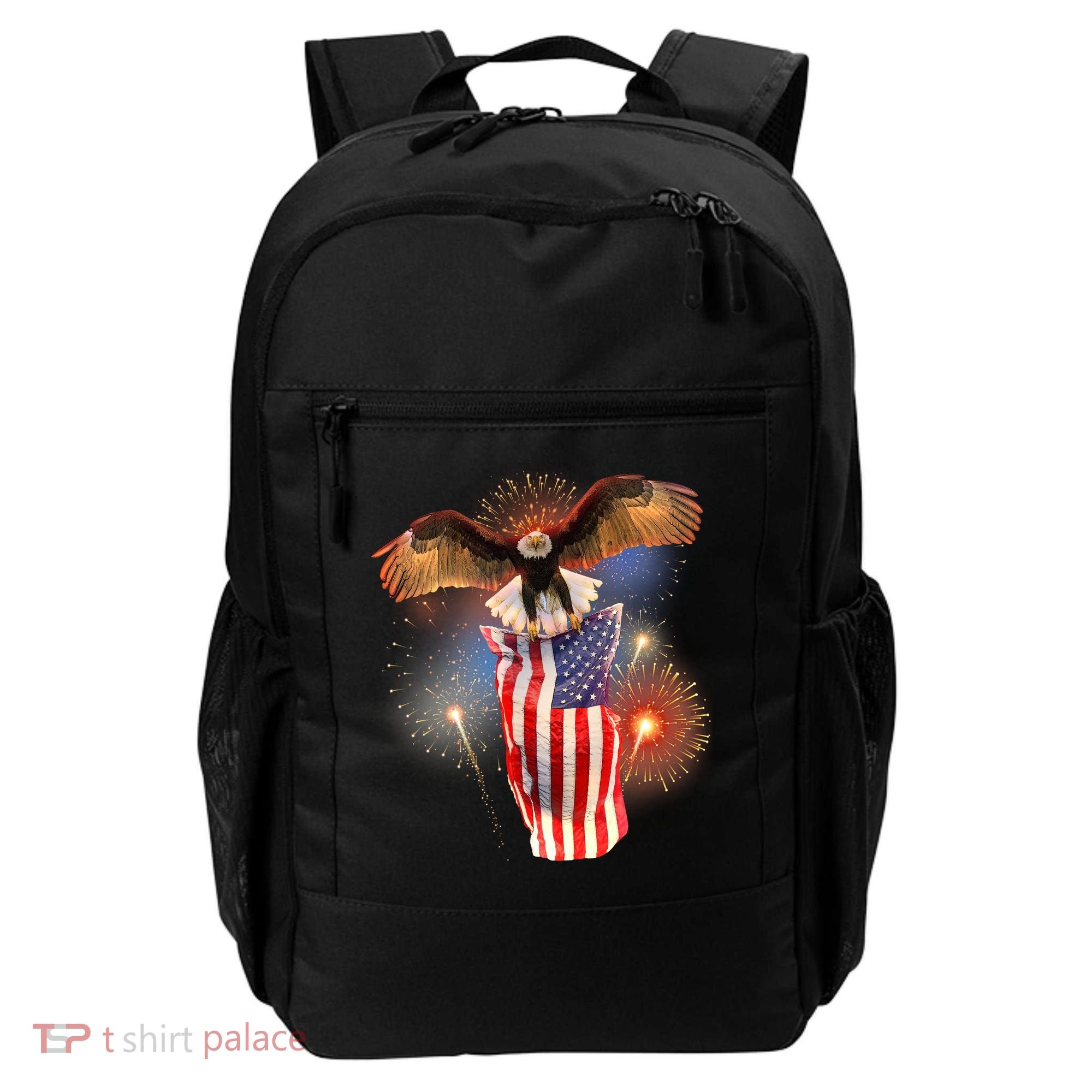 America USA Flag Eagle Fireworks Backpack