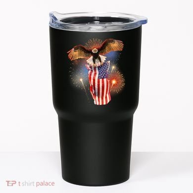 America USA Flag Eagle Fireworks Tumbler