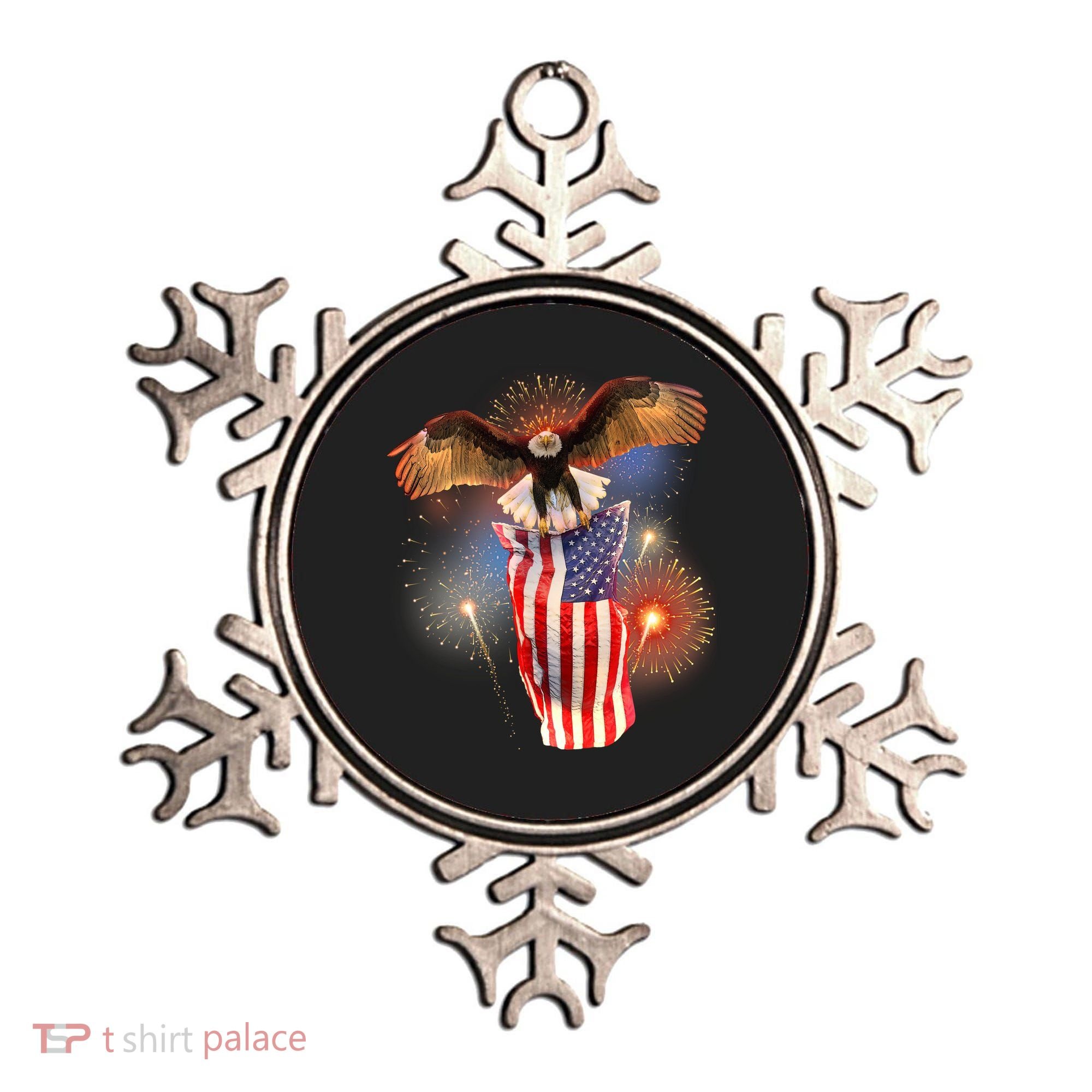 America USA Flag Eagle Fireworks Ornament