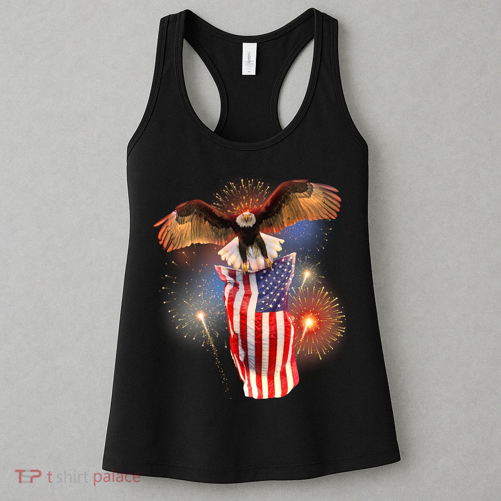 America USA Flag Eagle Fireworks Women's Tank Top