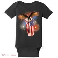 America USA Flag Eagle Fireworks Baby Bodysuit thumb 0