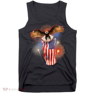 America USA Flag Eagle Fireworks Tank Top