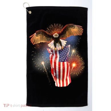 America USA Flag Eagle Fireworks Golf Towel
