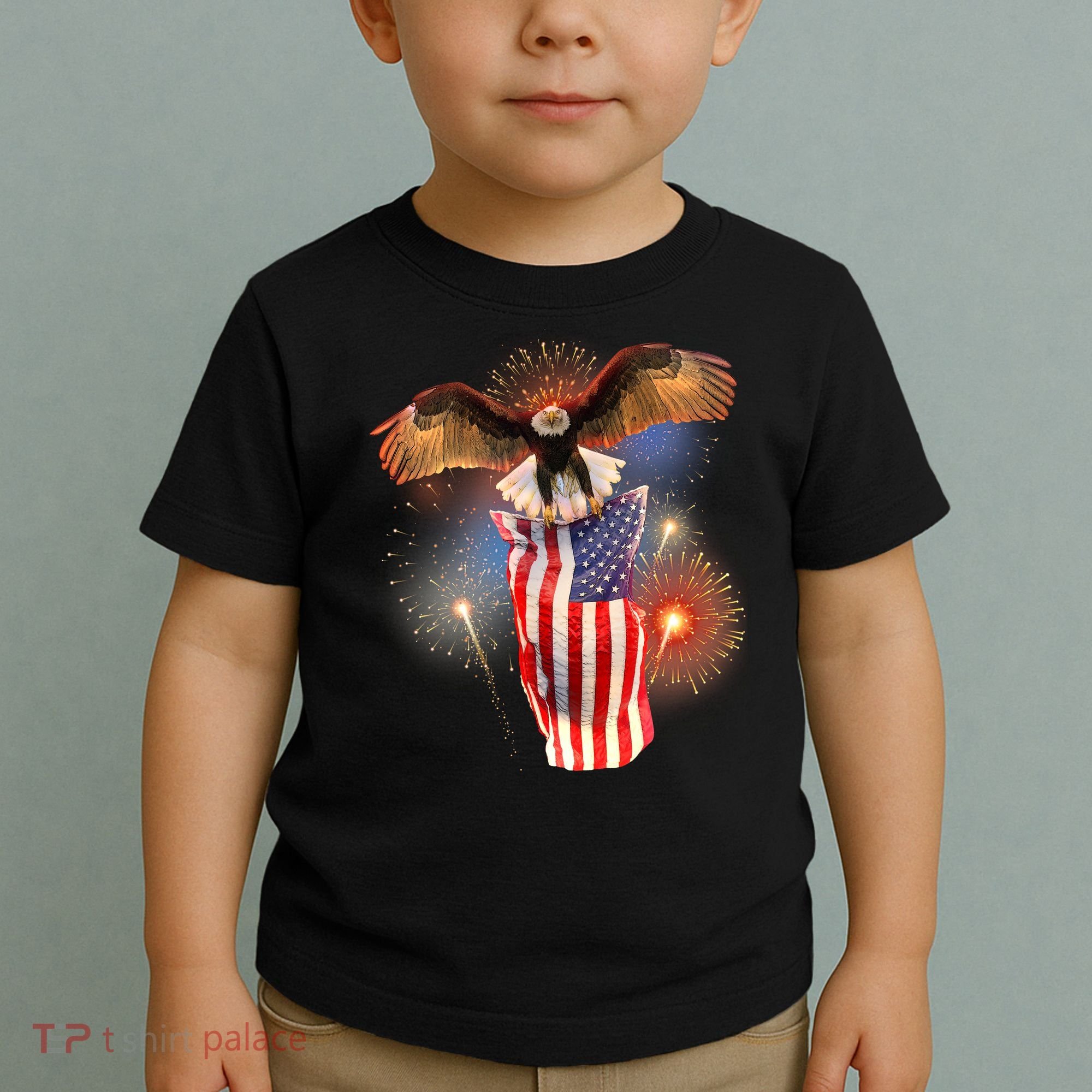 America USA Flag Eagle Fireworks Toddler T-Shirt
