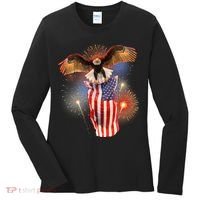 America USA Flag Eagle Fireworks Women's Long Sleeve Shirt thumb 0