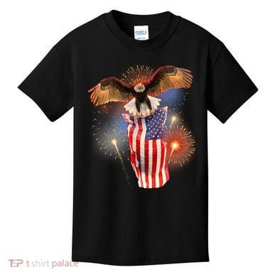 America USA Flag Eagle Fireworks Kids T-Shirt