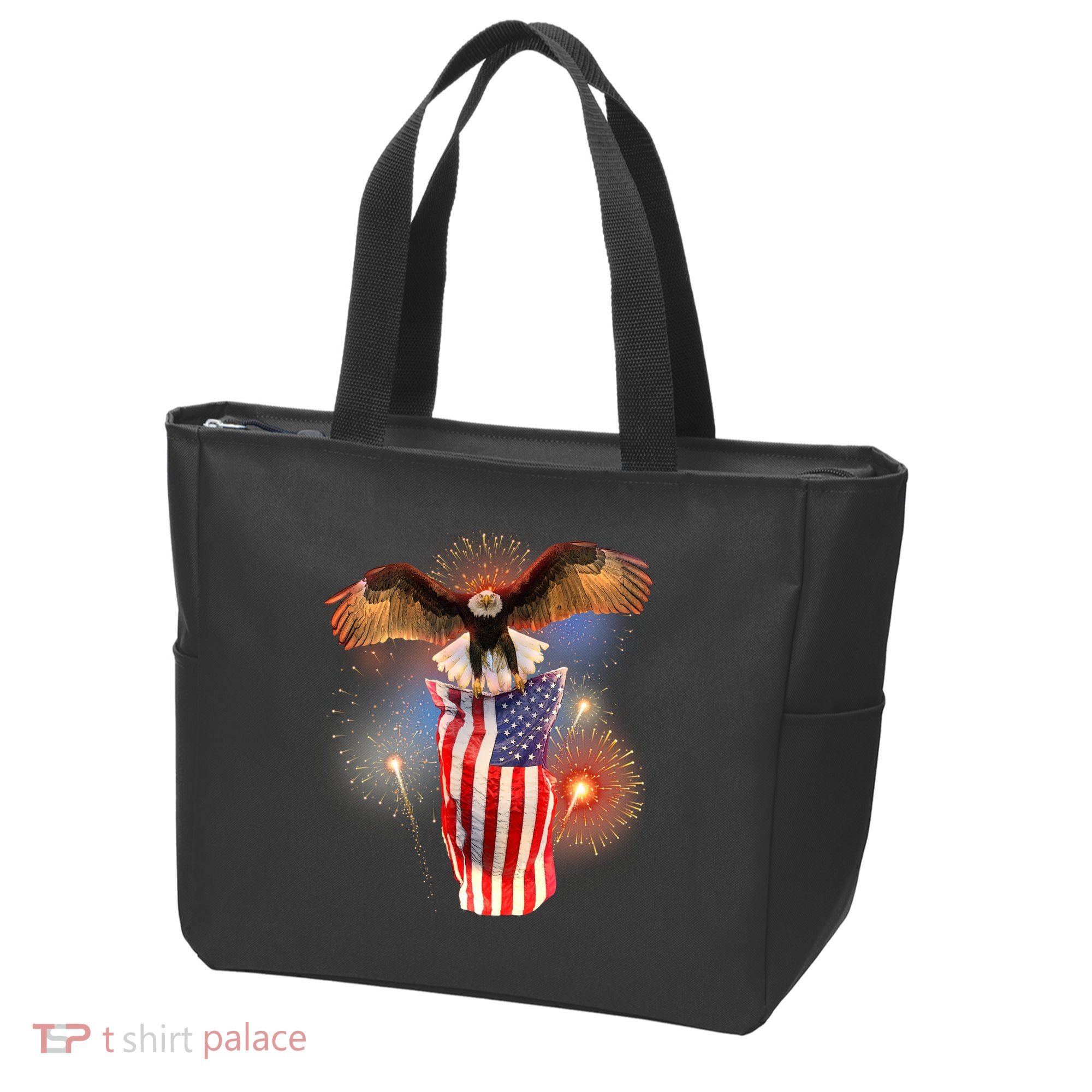America USA Flag Eagle Fireworks Tote Bag