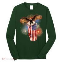 America USA Flag Eagle Fireworks Long Sleeve Shirt thumb 0