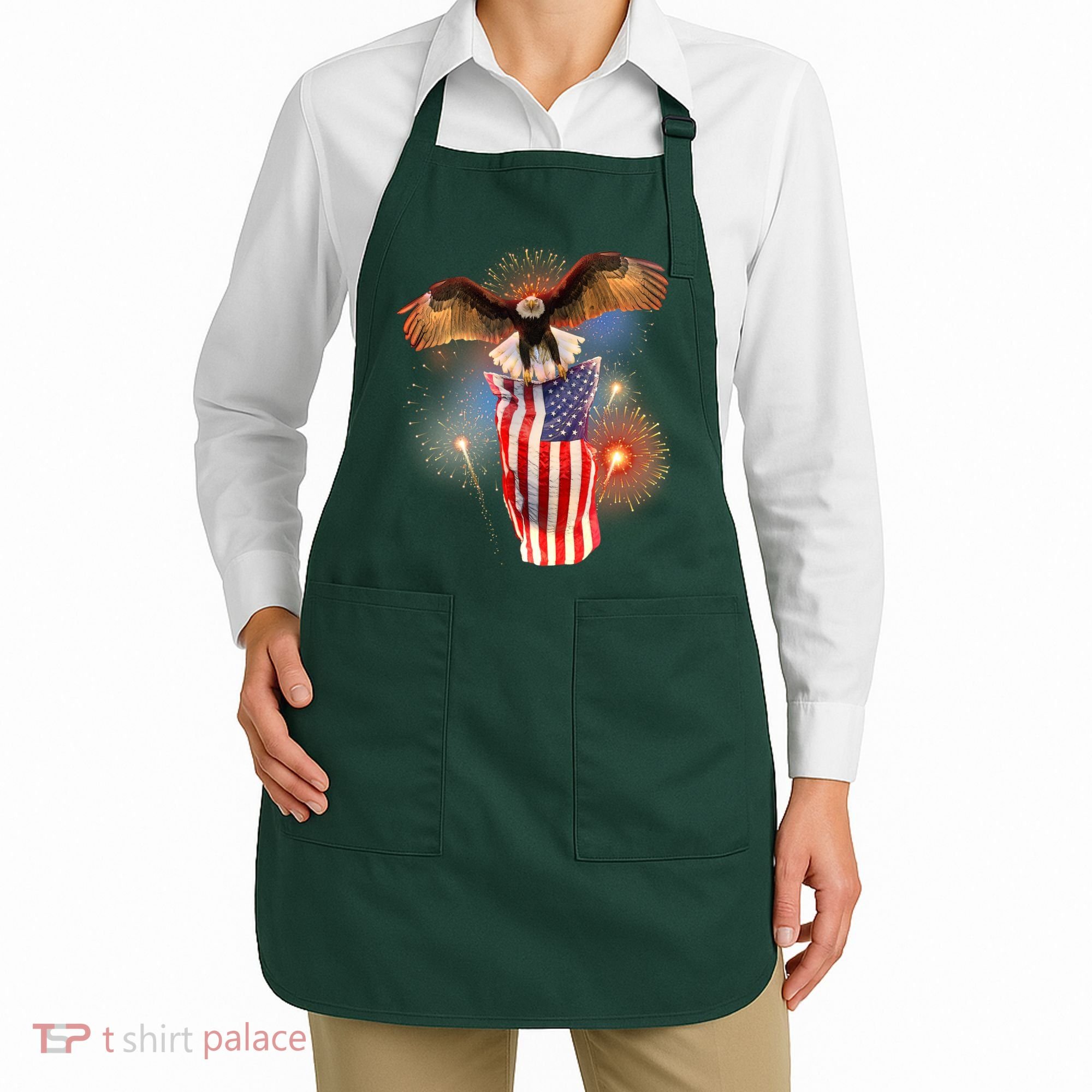 America USA Flag Eagle Fireworks Apron