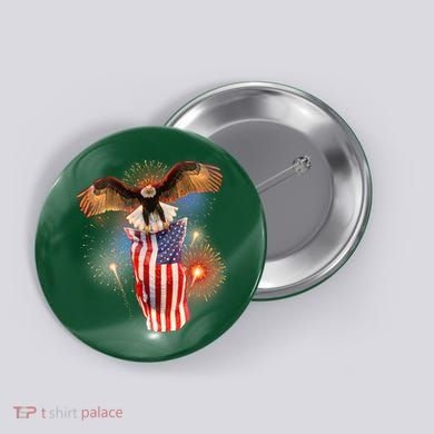 America USA Flag Eagle Fireworks Button