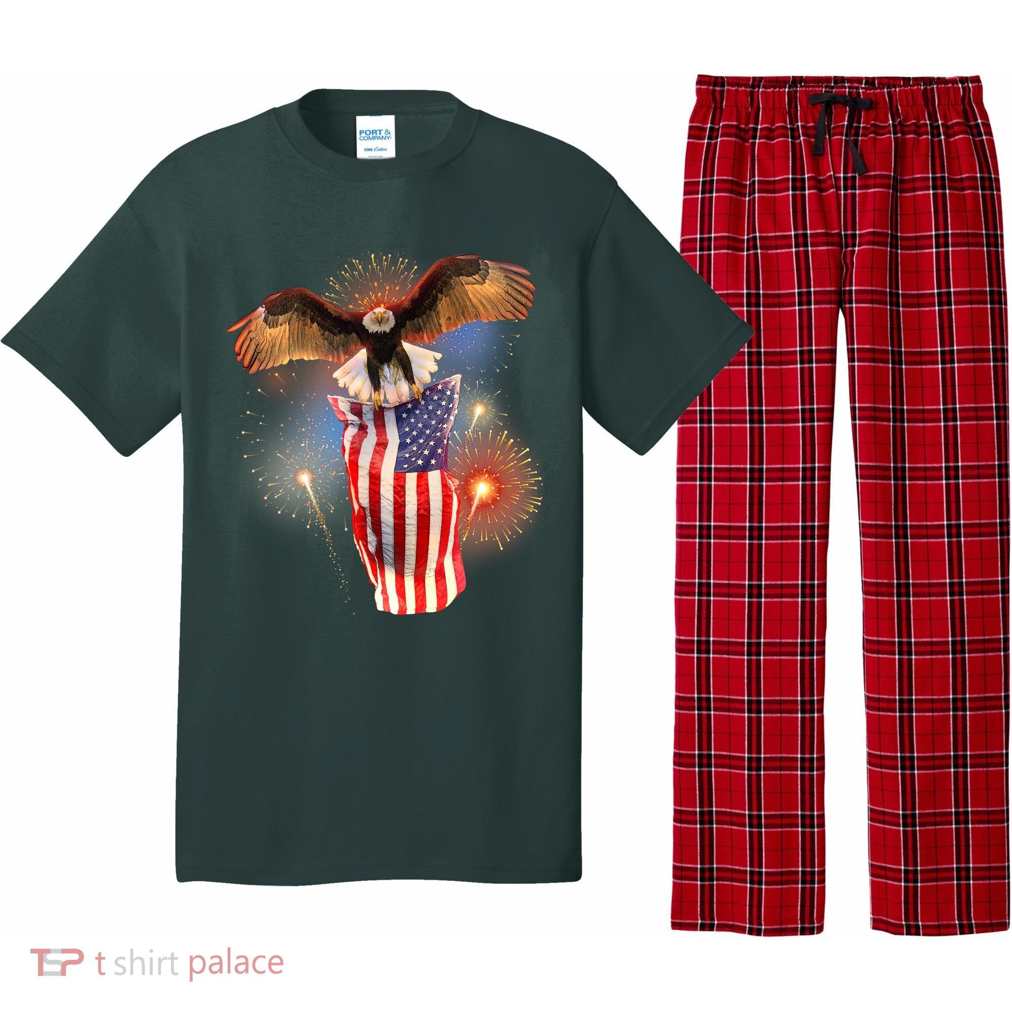 America USA Flag Eagle Fireworks Pajama Set