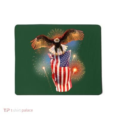 America USA Flag Eagle Fireworks Mousepad