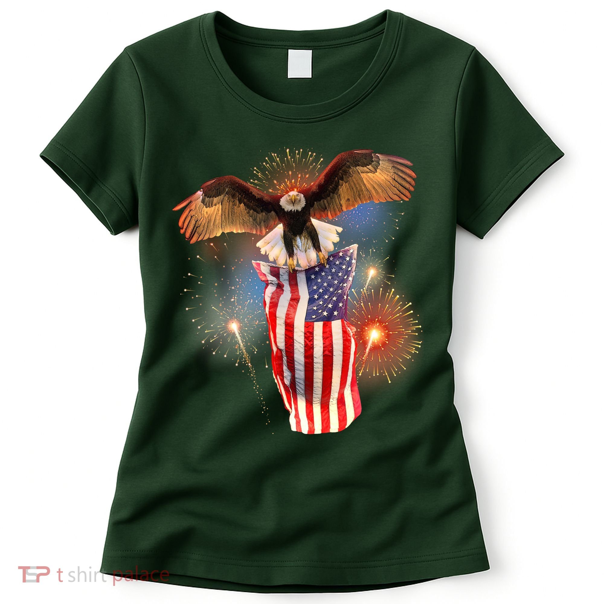 America USA Flag Eagle Fireworks Women's T-Shirt