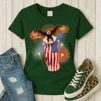 America USA Flag Eagle Fireworks Women's T-Shirt thumb 3