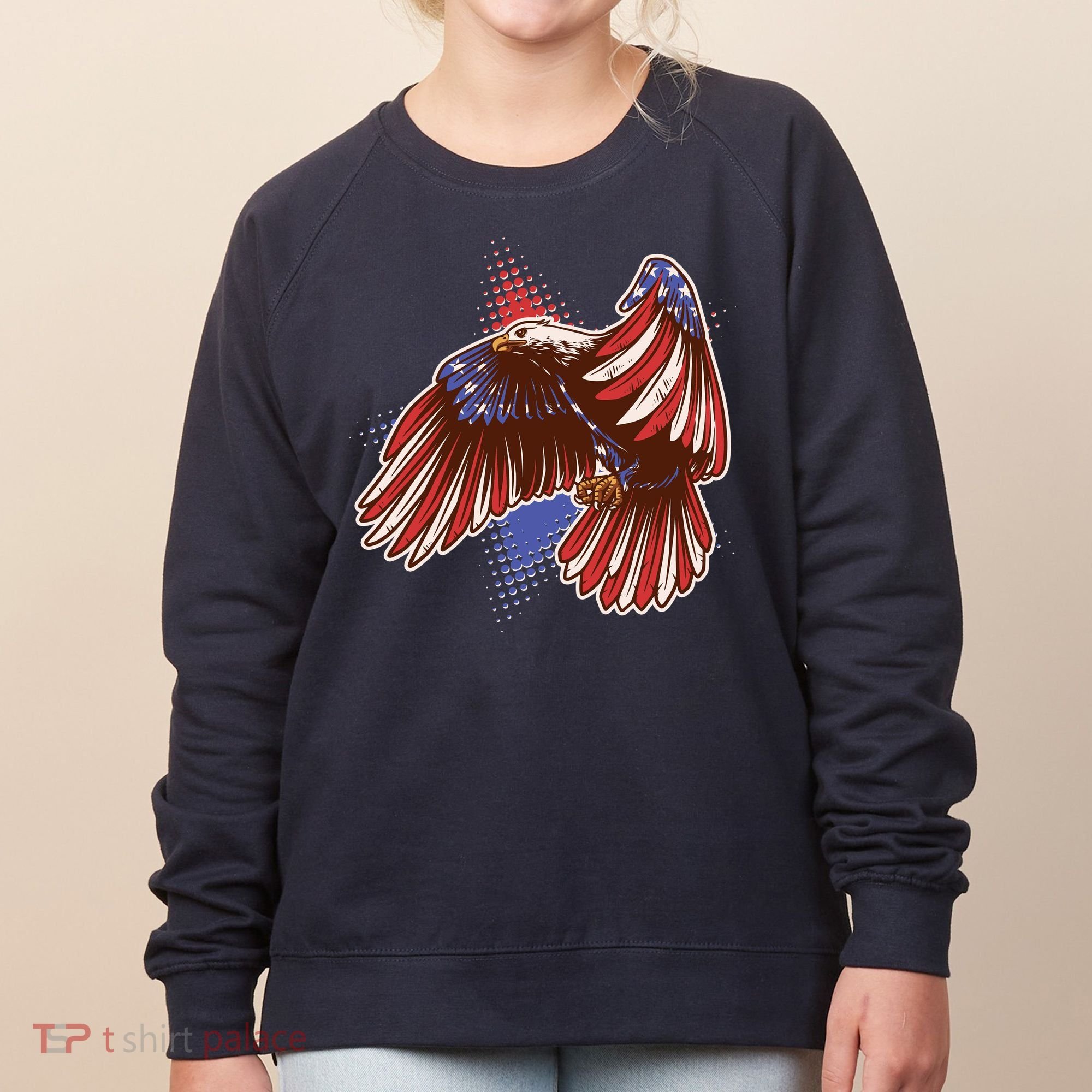 American USA Flag Patriotic Bald Eagle Women's Sweatshirt