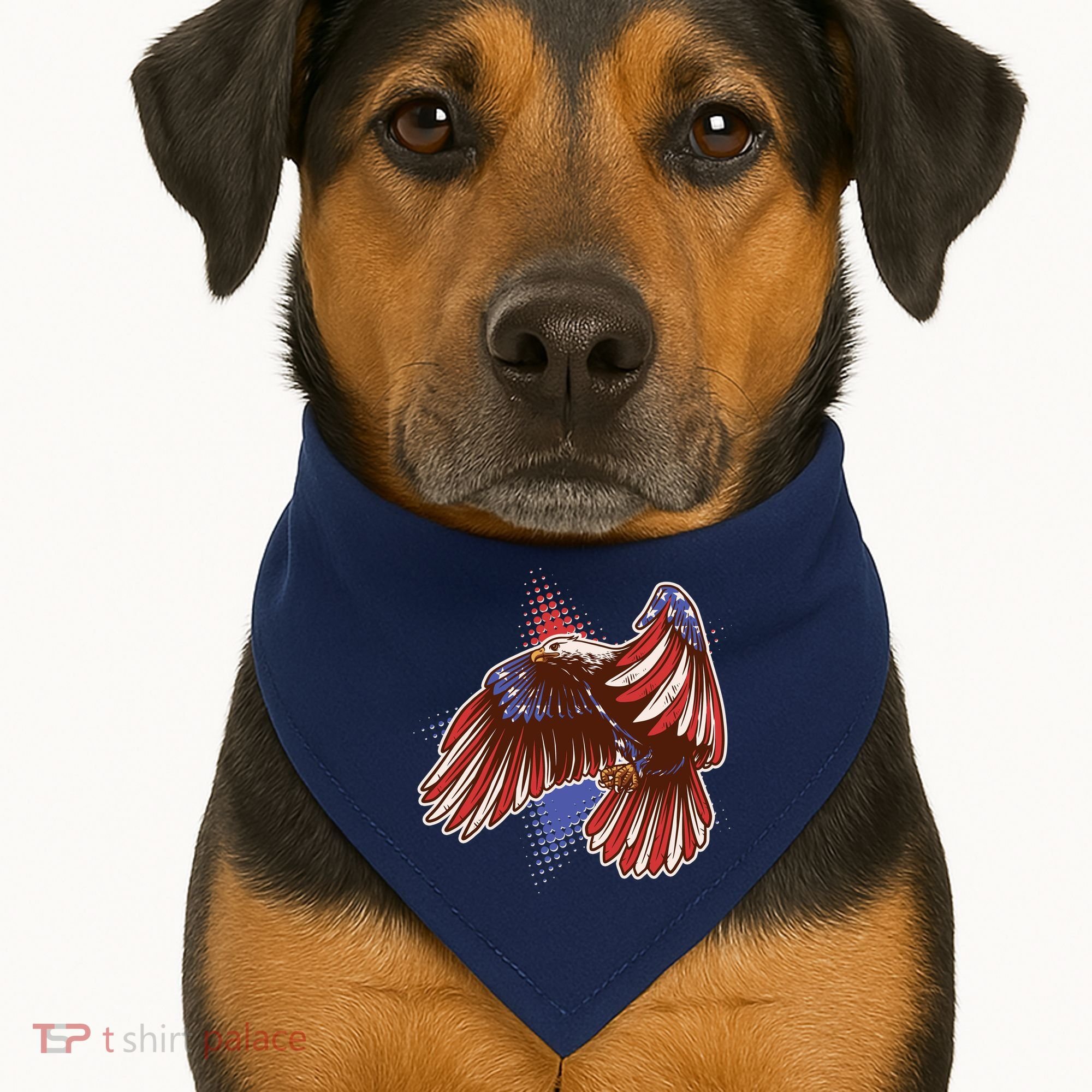 American USA Flag Patriotic Bald Eagle USA-Made Doggie Bandana