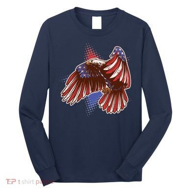 American USA Flag Patriotic Bald Eagle Long Sleeve Shirt