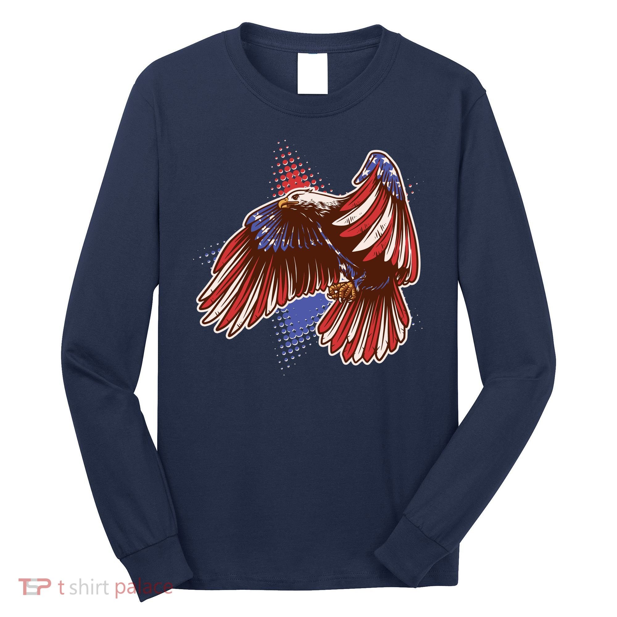 American USA Flag Patriotic Bald Eagle Long Sleeve Shirt