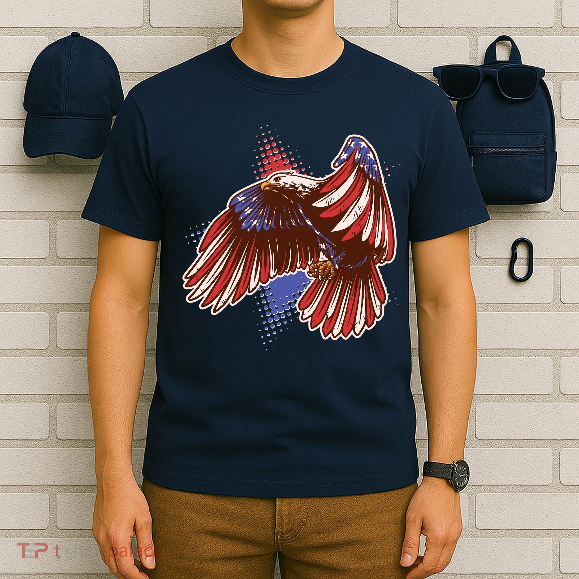 American USA Flag Patriotic Bald Eagle T-Shirt