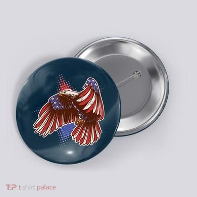American USA Flag Patriotic Bald Eagle Button
