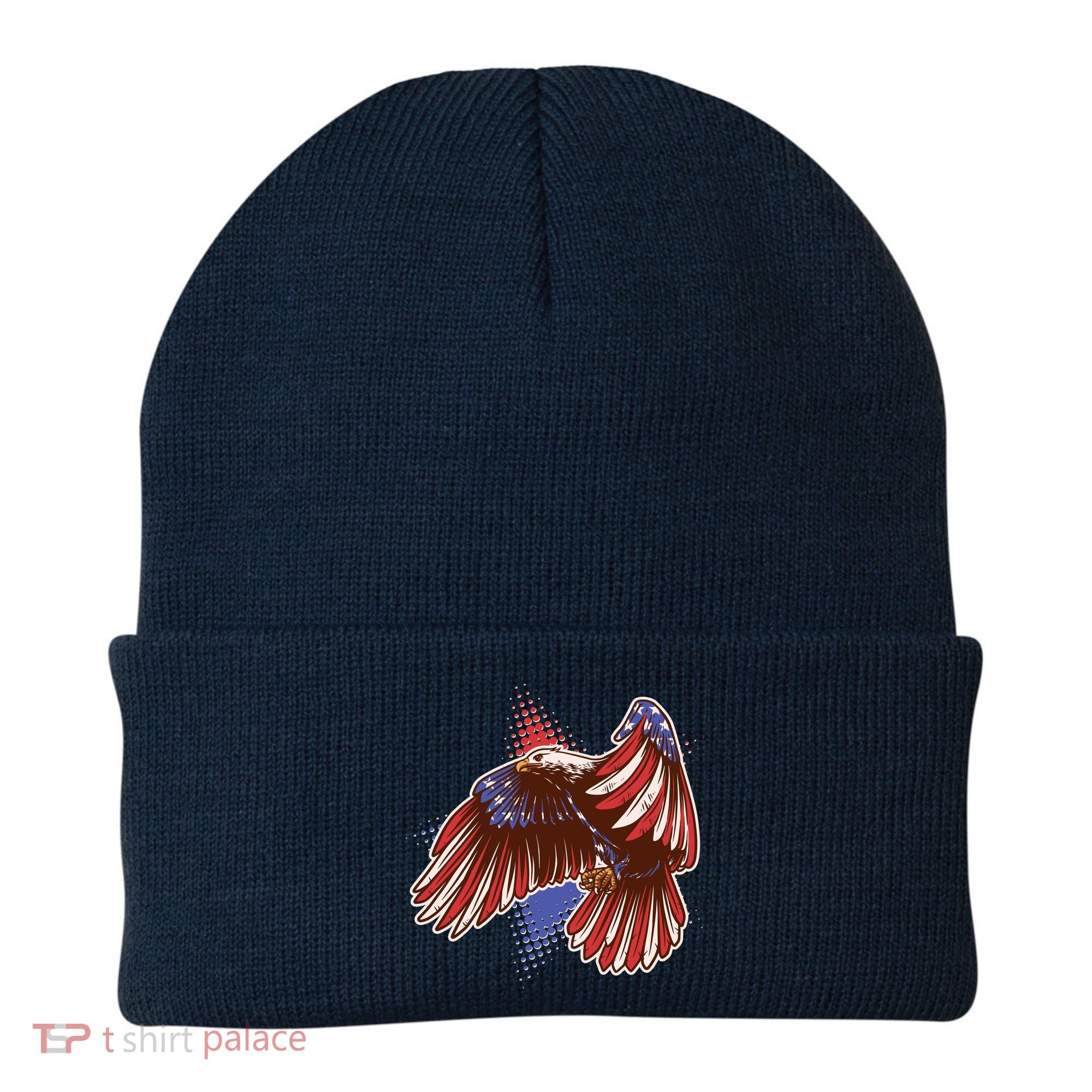 American USA Flag Patriotic Bald Eagle Beanie